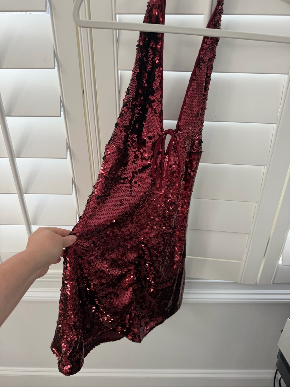 Women's Sequin Tote in Burgundy
